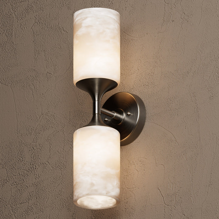 Wandleuchte Modern | Doppellicht mit Glaszylinder