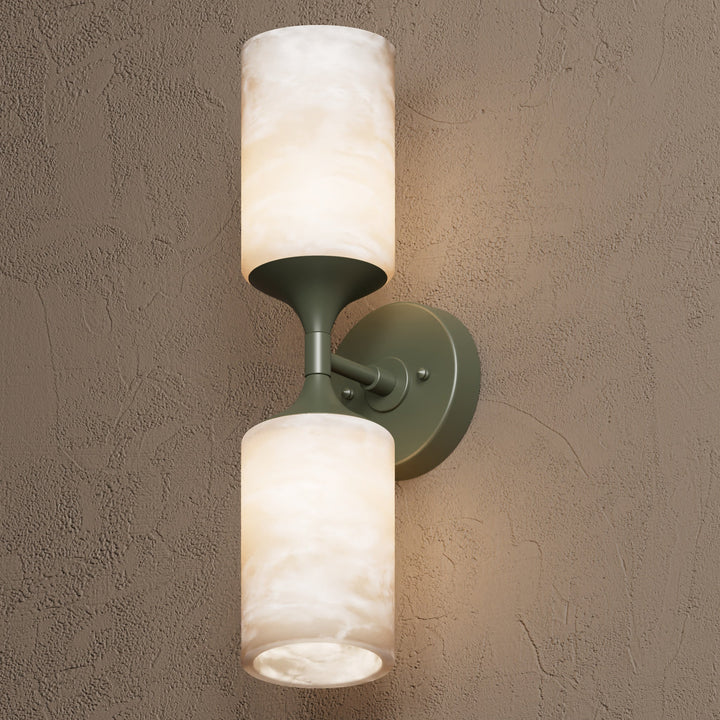 Wandleuchte Modern | Doppellicht mit Glaszylinder