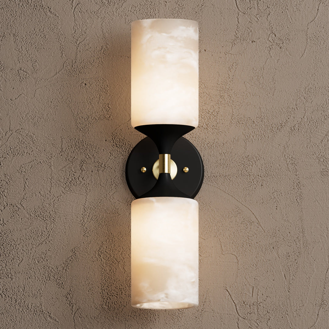 Wandleuchte Modern | Doppellicht mit Glaszylinder