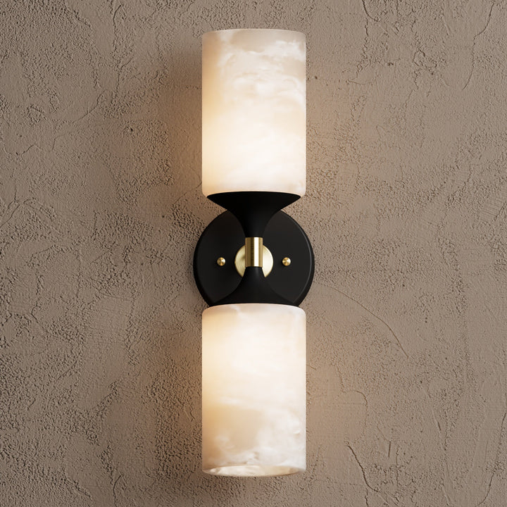Wandleuchte Modern | Doppellicht mit Glaszylinder