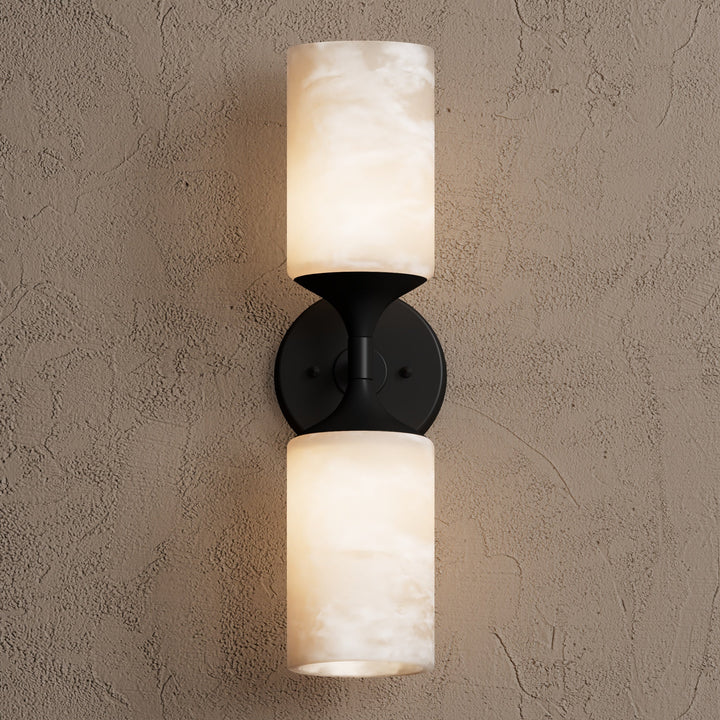 Wandleuchte Modern | Doppellicht mit Glaszylinder