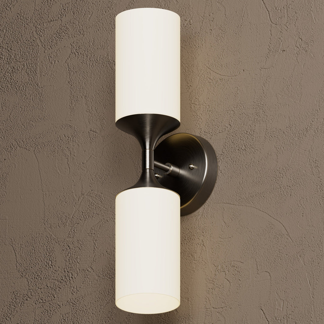 Wandleuchte Modern | Doppellicht mit Glaszylinder