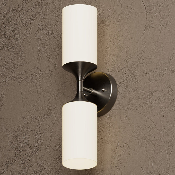 Wandleuchte Modern | Doppellicht mit Glaszylinder