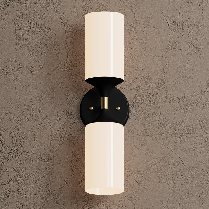 Wandleuchte Modern | Doppellicht mit Glaszylinder