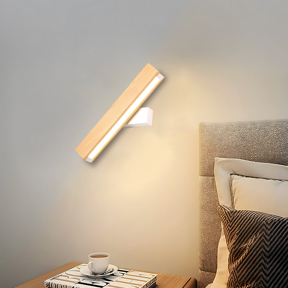 Retro Leselampe Holz | Drehbare LED Wandleuchte Schlafzimmer