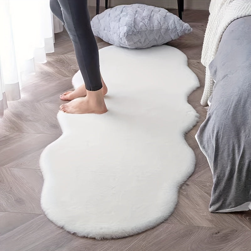 Teppich Weicher Weißer Kunst-Kaninchenfell