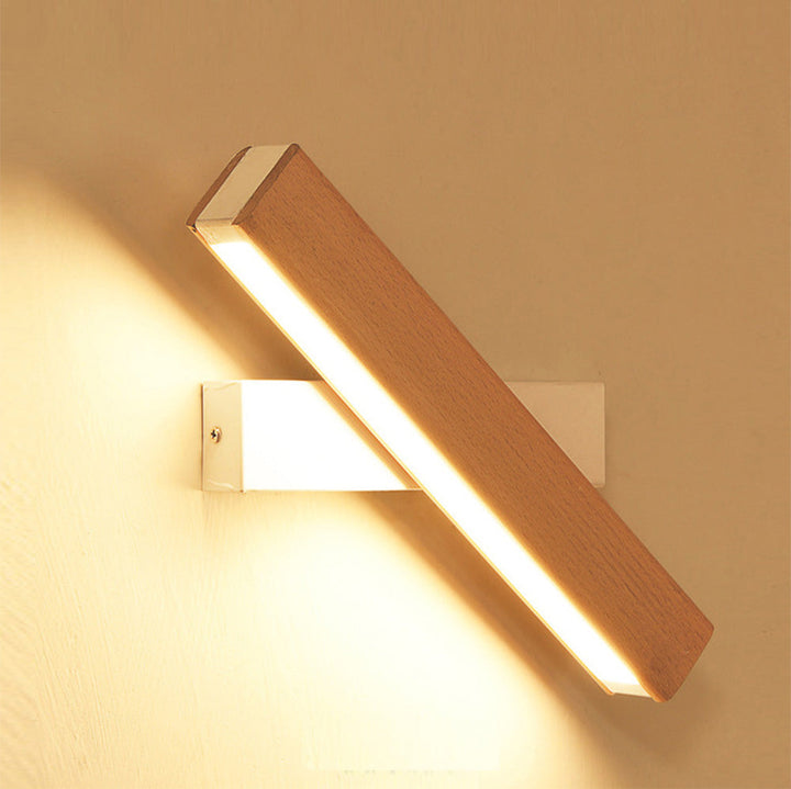 Retro Leselampe Holz | Drehbare LED Wandleuchte Schlafzimmer