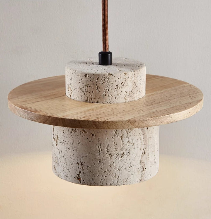 Esstisch Pendelleuchte | aus Travertin & Holz