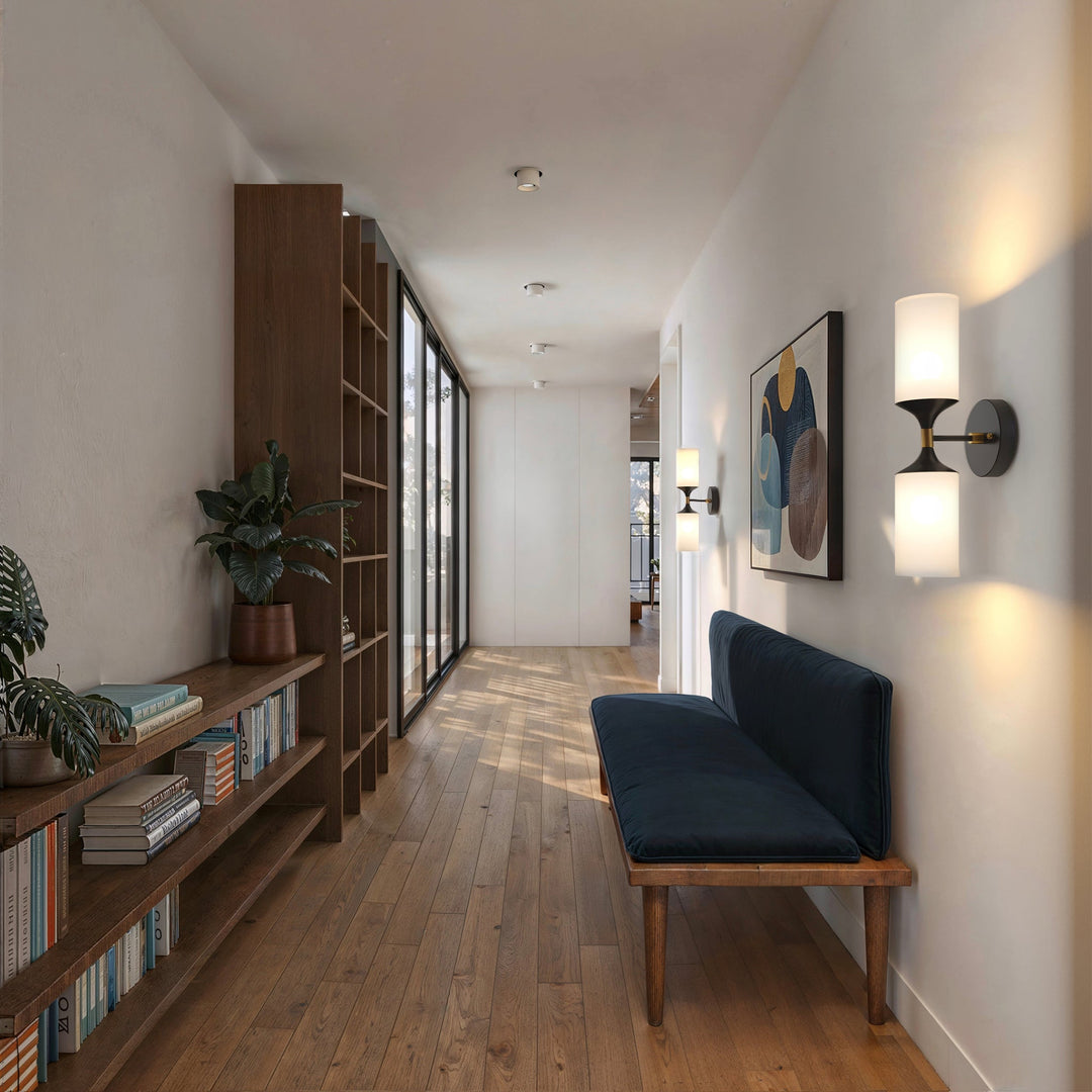 Wandleuchte Modern | Doppellicht mit Glaszylinder