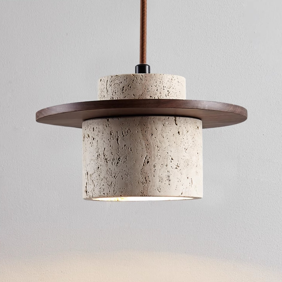 Esstisch Pendelleuchte | aus Travertin & Holz